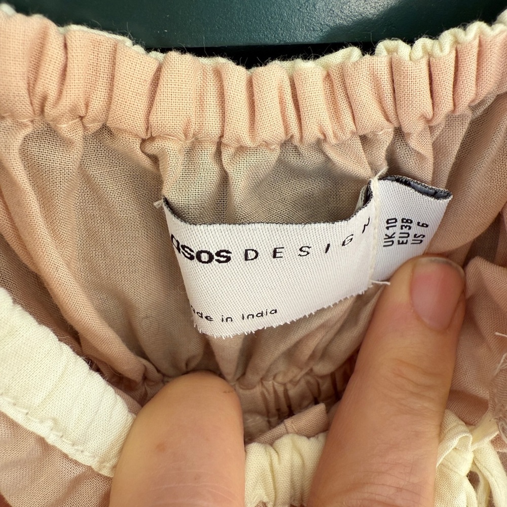 ASOS Pink and Cream Ruffled Mini Dress - Picture 3 of 5